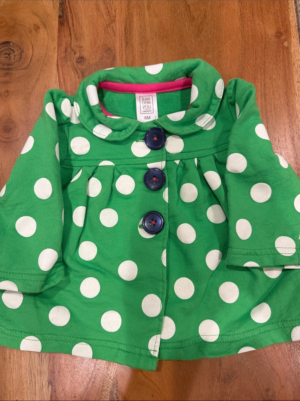 NWOT Just One You by Carter's Green Polka Dot Baby Pea Coat